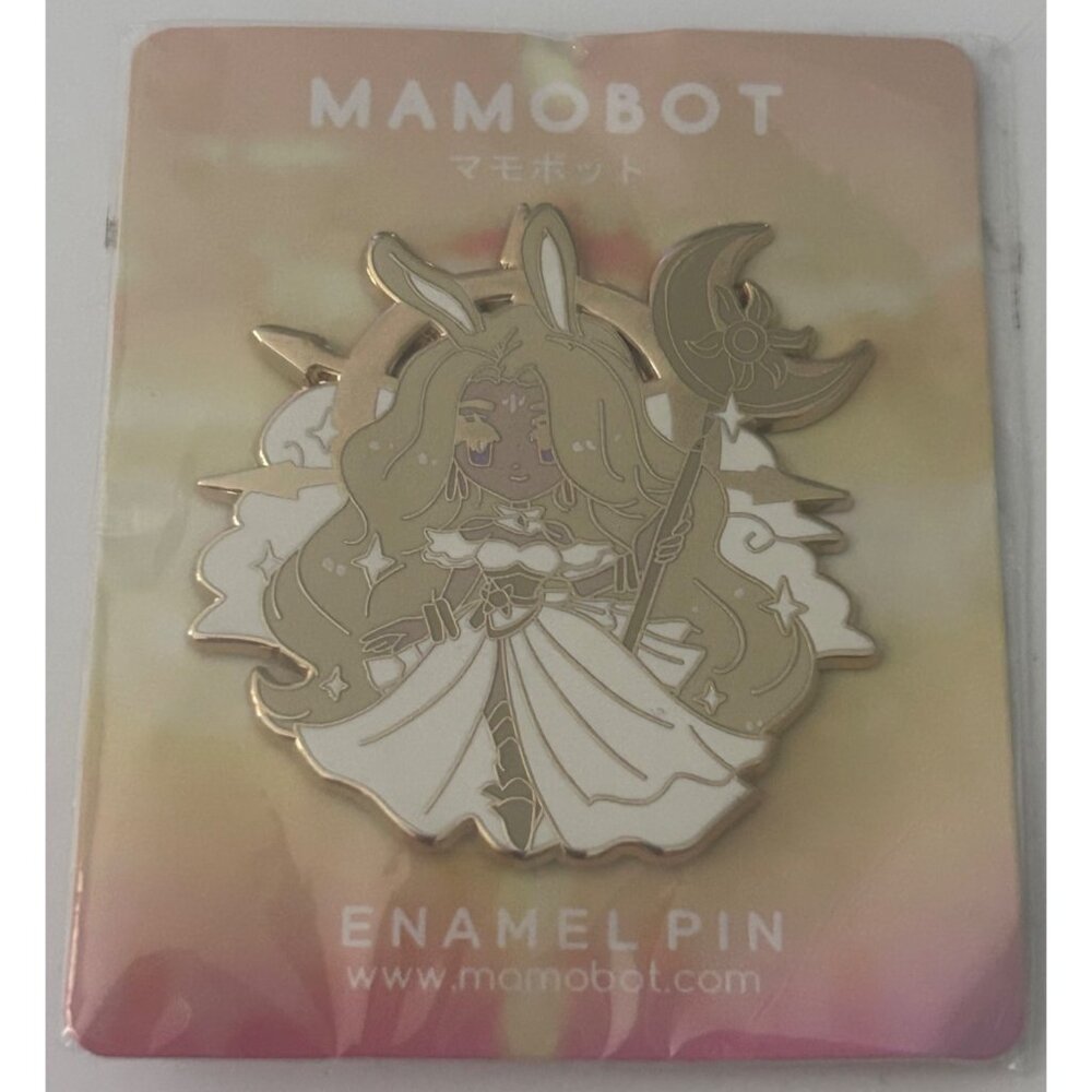 Mamobot Enamel Pin Bunny Girl Fantasy Design Gold & White